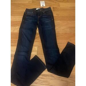 NWT Relentless dark wash cotton blend mid - rise long straight leg jeans size 21